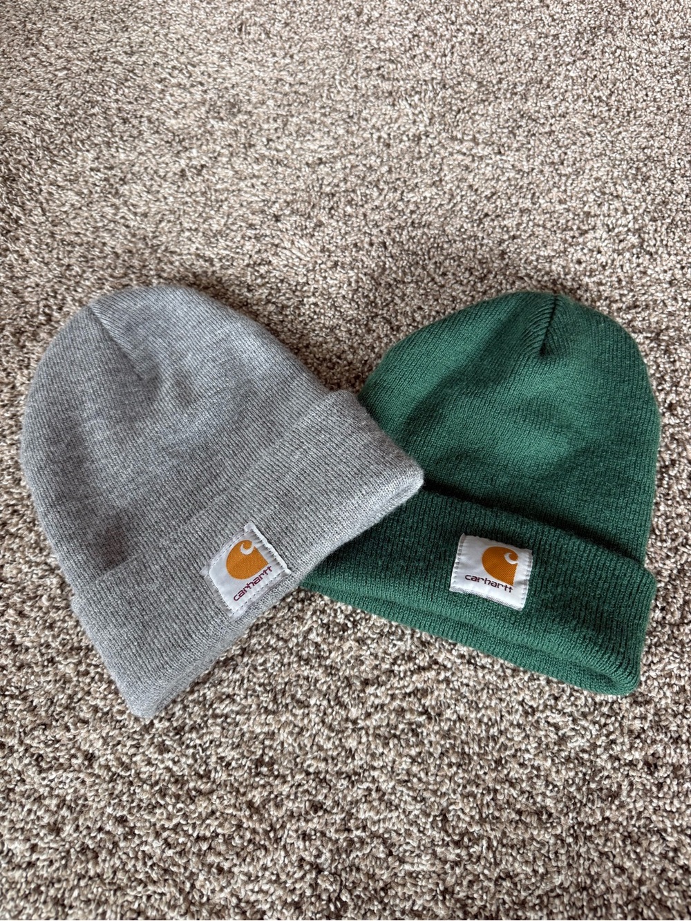 Carhartt Knit Beanie Set - Gray & Deep Green